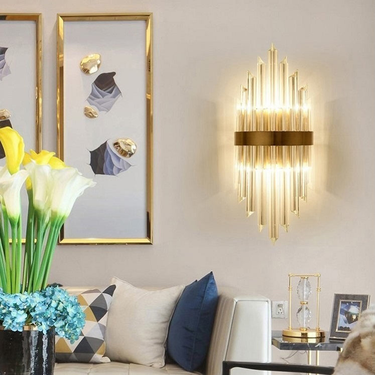 Rectangular-Cut Crystals Flush Mount Wall Sconce Postmodern Sconce Light Fixture