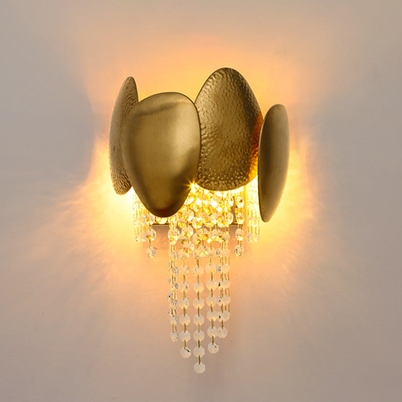 Pronzo della parete a montaggio a filo oro con lampada da parete postmoderna a tonalità di cristallo chiaro