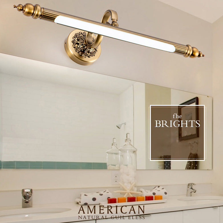 Modern Minimalist Brass LED Lamp Wall Lighting Ideas over Mirror for Bathroom