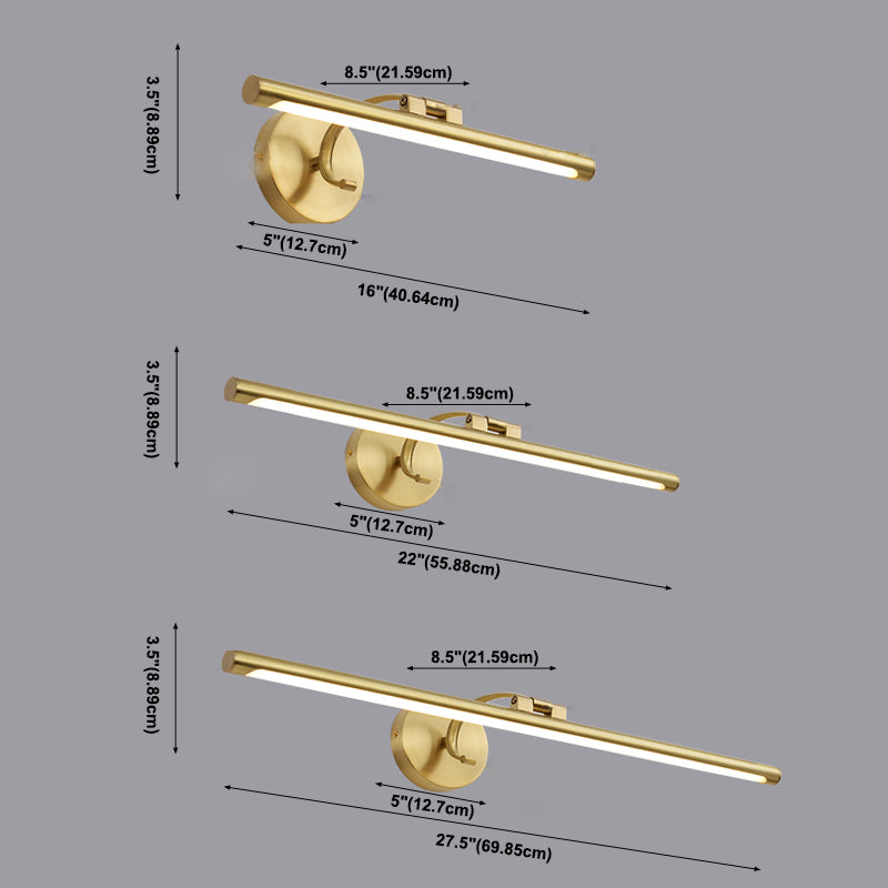 Moderne minimalistische Messingbauernhaus -Wandbeleuchtung über dem Spiegel für Badezimmer