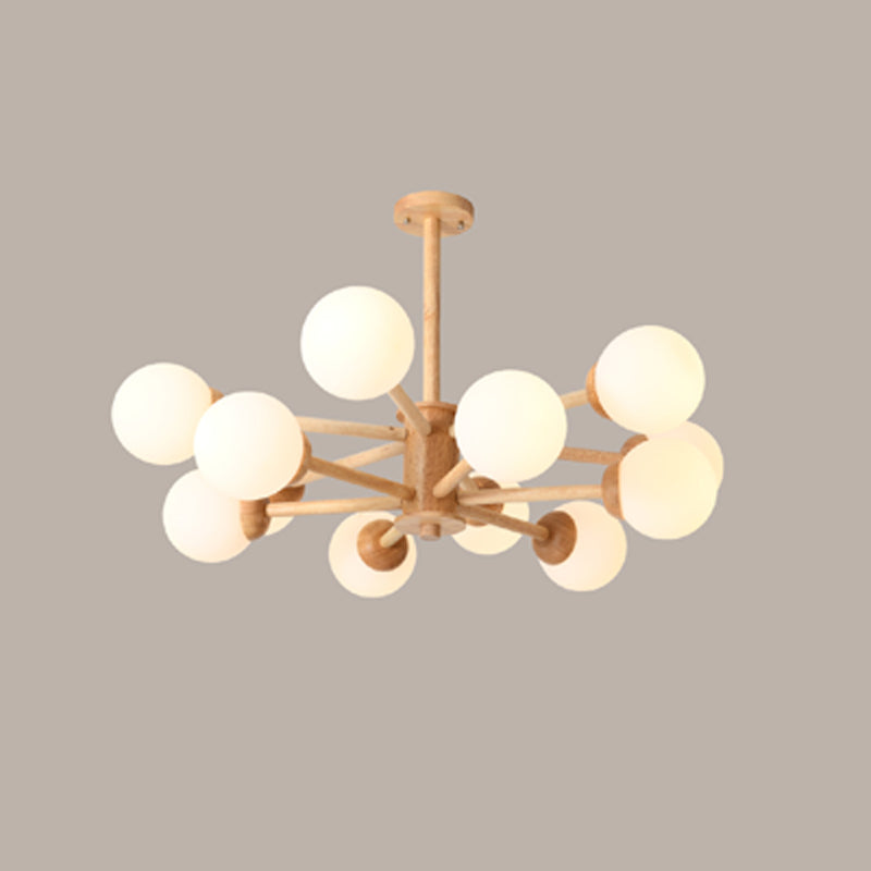 Globe Chandelier Light Fixtures Modern Multi-Head Beige Chandelier Pendant Light with Glass Shade