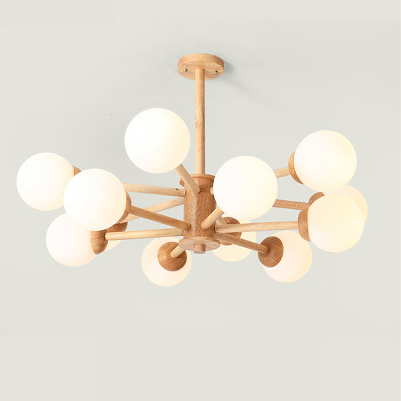 Globe Chandelier Light Fixtures Modern Multi-Head Beige Chandelier Pendant Light with Glass Shade