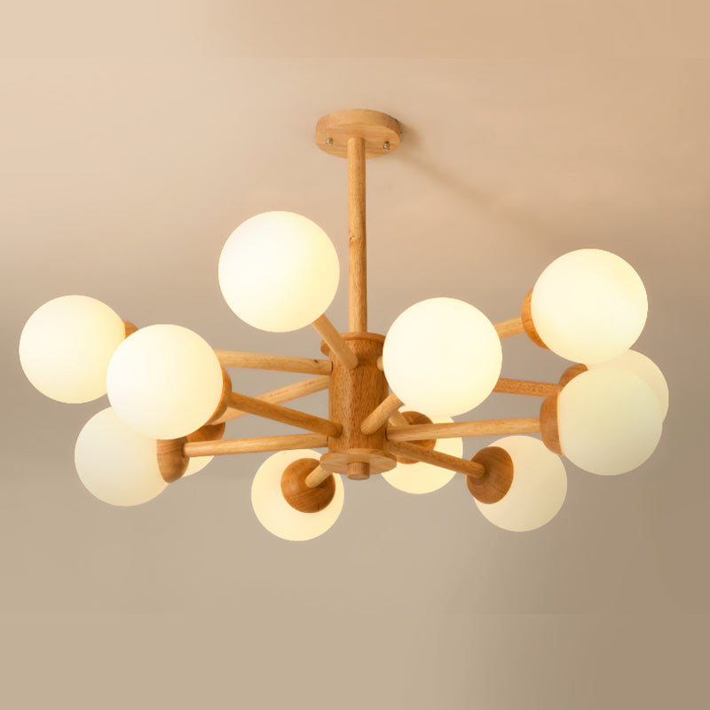 Globe Chandelier Light Fixtures Modern Multi-Head Beige Chandelier Pendant Light with Glass Shade