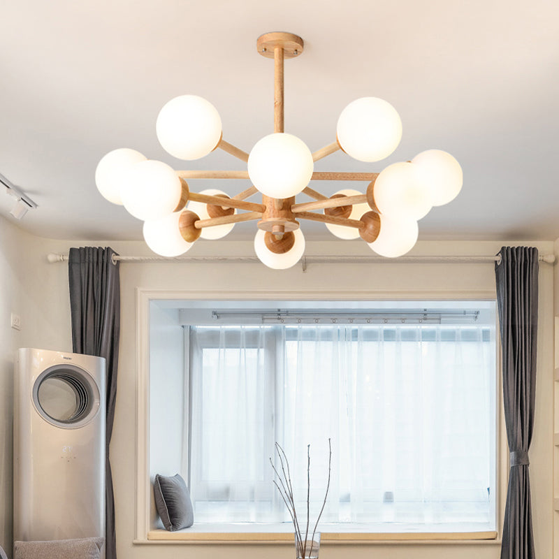 Globe Chandelier Light Fixtures Modern Multi-Head Beige Chandelier Pendant Light with Glass Shade