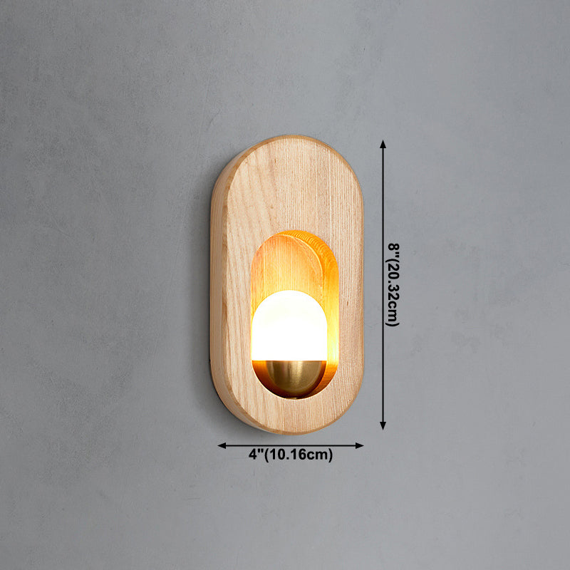 Moderna pared de madera apliques ovalado 1 luz acrílica de pared acrílica para dormitorio