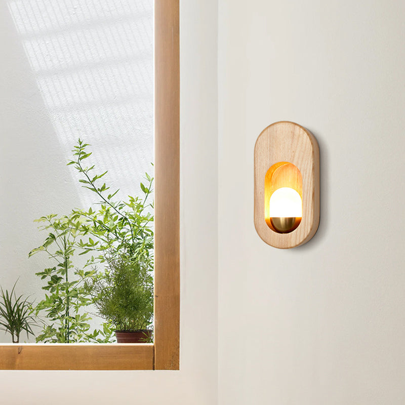 Moderna pared de madera apliques ovalado 1 luz acrílica de pared acrílica para dormitorio