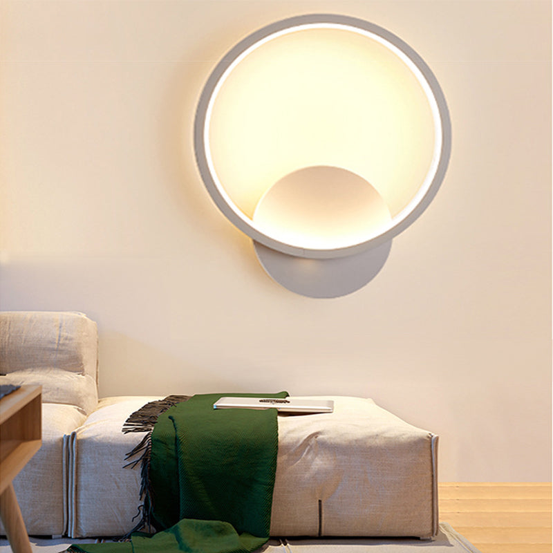 1-Light Geometric Shade Wall Sconce Modern Simple Style LED Wall Lighting in White
