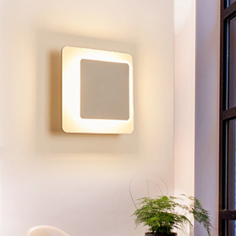 1-Light Geometric Shade Wall Sconce Modern Simple Style LED Wall Lighting in White