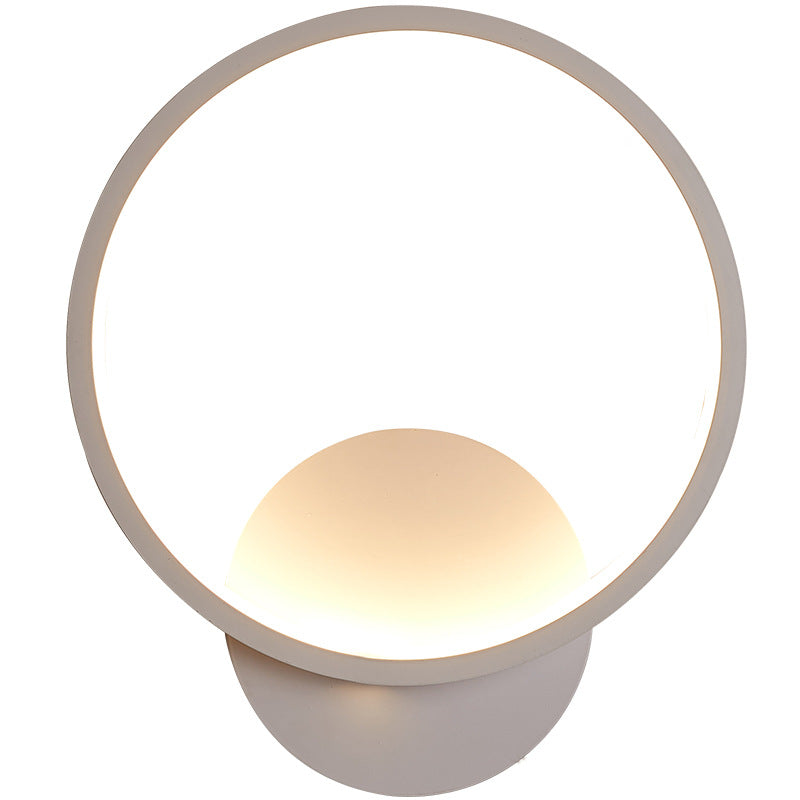 1-Light Geometric Shade Wall Sconce Modern Simple Style LED Wall Lighting in White