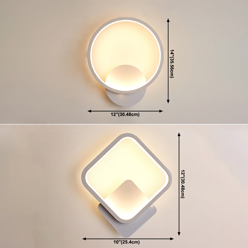1-Light Geometric Shade Wall Sconce Modern Simple Style LED Wall Lighting in White