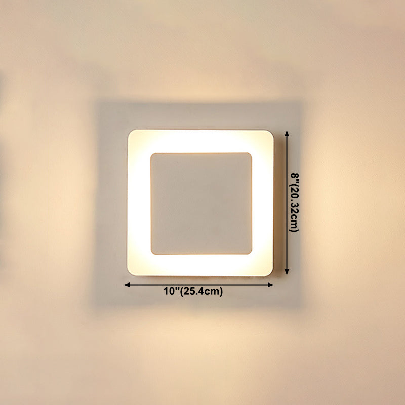 1-Light Geometric Shade Wall Sconce Modern Simple Style LED Wall Lighting in White