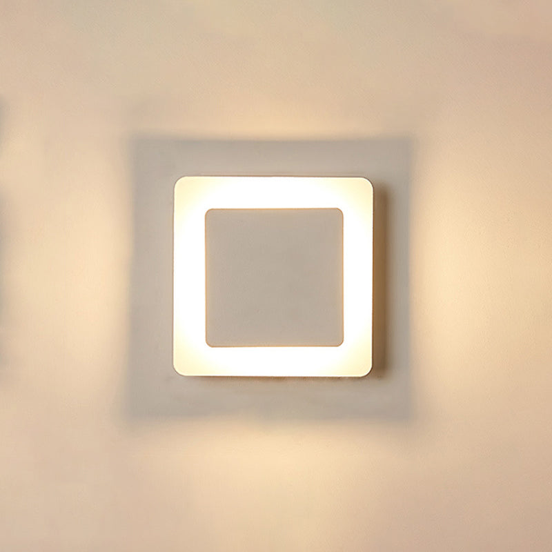 1-Light Geometric Shade Wall Sconce Modern Simple Style LED Wall Lighting in White