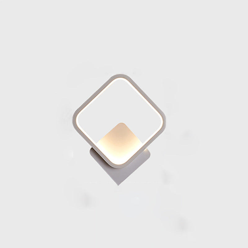 1-Light Geometric Shade Wall Sconce Modern Simple Style LED Wall Lighting in White