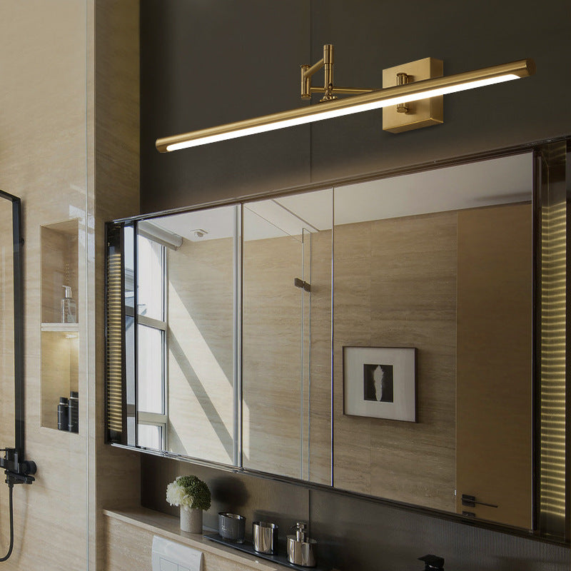 Linear Shade 1-Light  Wall Sconce Post-Modern Style Mirror Wall Lighting in Brass