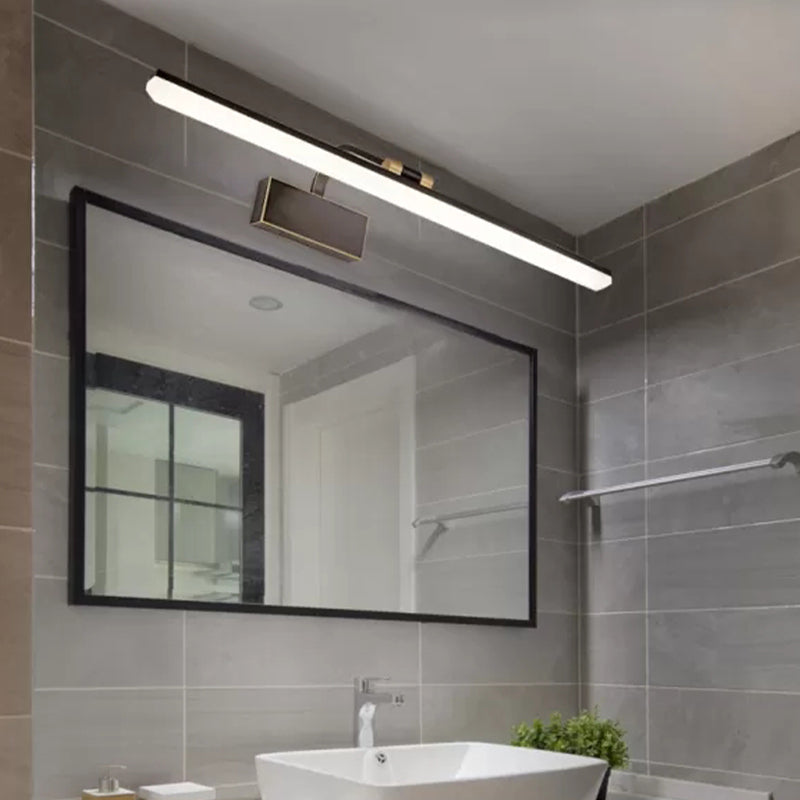 1 Light Linear Shade Wall Sconce Post-Modern Simple Style Mirror Wall Lighting in Brass