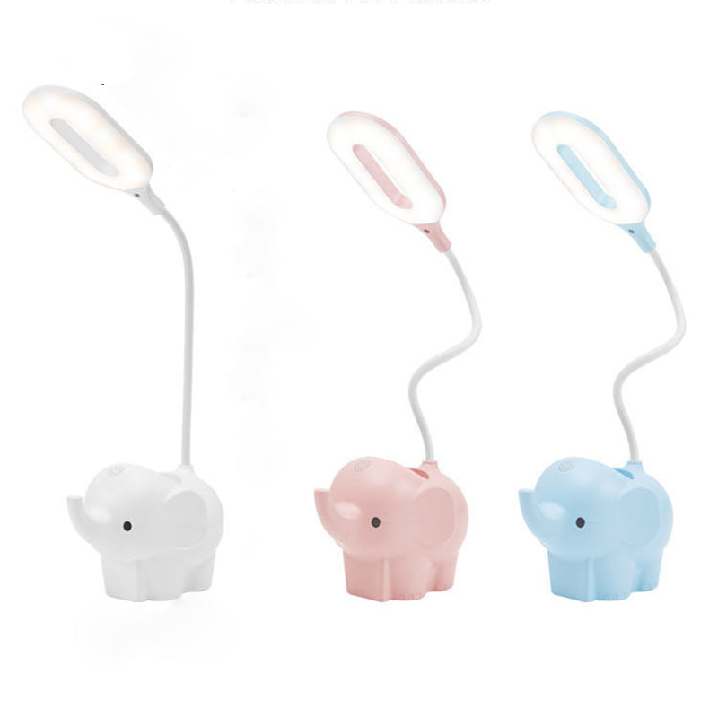 Lámpara de mesa de lectura creativa moderna Luz de mesa de elefante de 1 luz con puerto USB