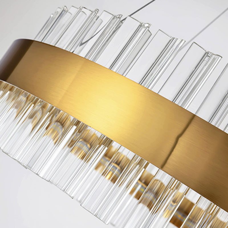 Anillo de colgante de suspensión Luz de comedor moderno encendedor lámpara de cristal en acabado dorado