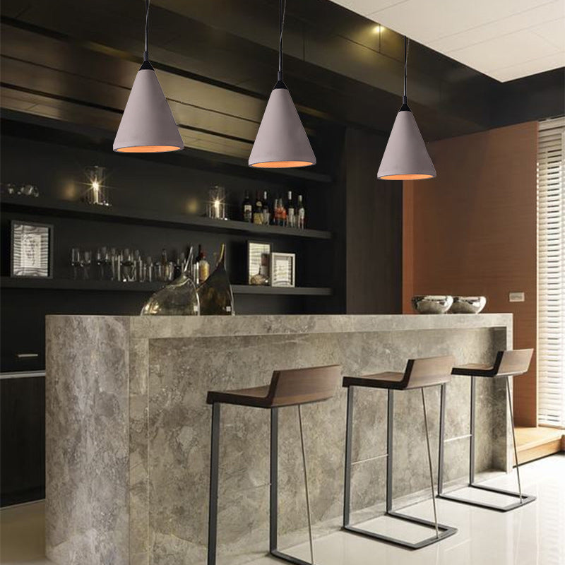 Conical Down Lighting hanger moderne stijl cement 1 licht hangende verlichtingsarmaturen in grijs