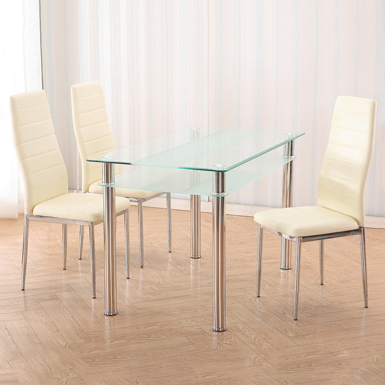 Tavolo da pranzo in vetro in vetro moderno tavolo rettangolo trasparente con 4 gambe per uso domestico