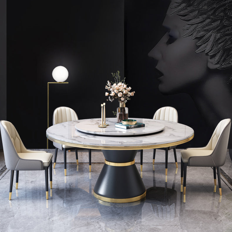 Metal Modern Style Round Dining Table Sintered Stone Table for Home Kitchen