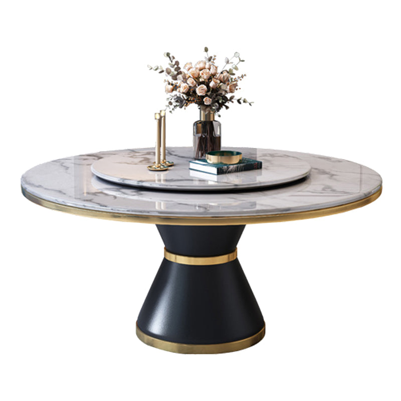 Metal Modern Style Round Dining Table Sintered Stone Table for Home Kitchen