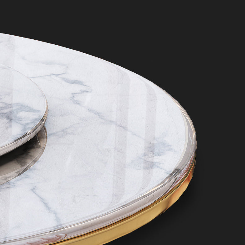 Metal Modern Style Round Dining Table Sintered Stone Table for Home Kitchen