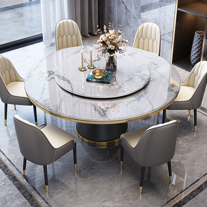 Metal Modern Style Round Dining Table Sintered Stone Table for Home Kitchen