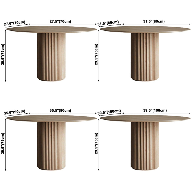 Mesa redonda de comedor de madera maciza mesa de madera moderna con pedestal para restaurante