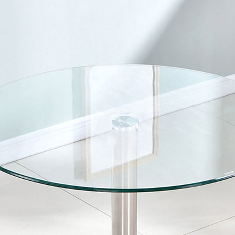 Contemporary Round Dining Room Table Tempered Glass Table with Tulip Base