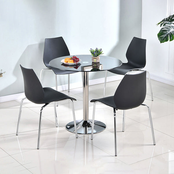 Contemporary Round Dining Room Table Tempered Glass Table with Tulip Base