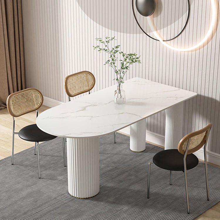 Metal Contemporary Free Form Dining Table Marble Top Table for Kitchen and Dining Room
