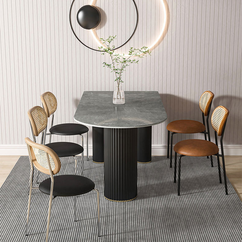 Metal Contemporary Free Form Dining Table Marble Top Table for Kitchen and Dining Room