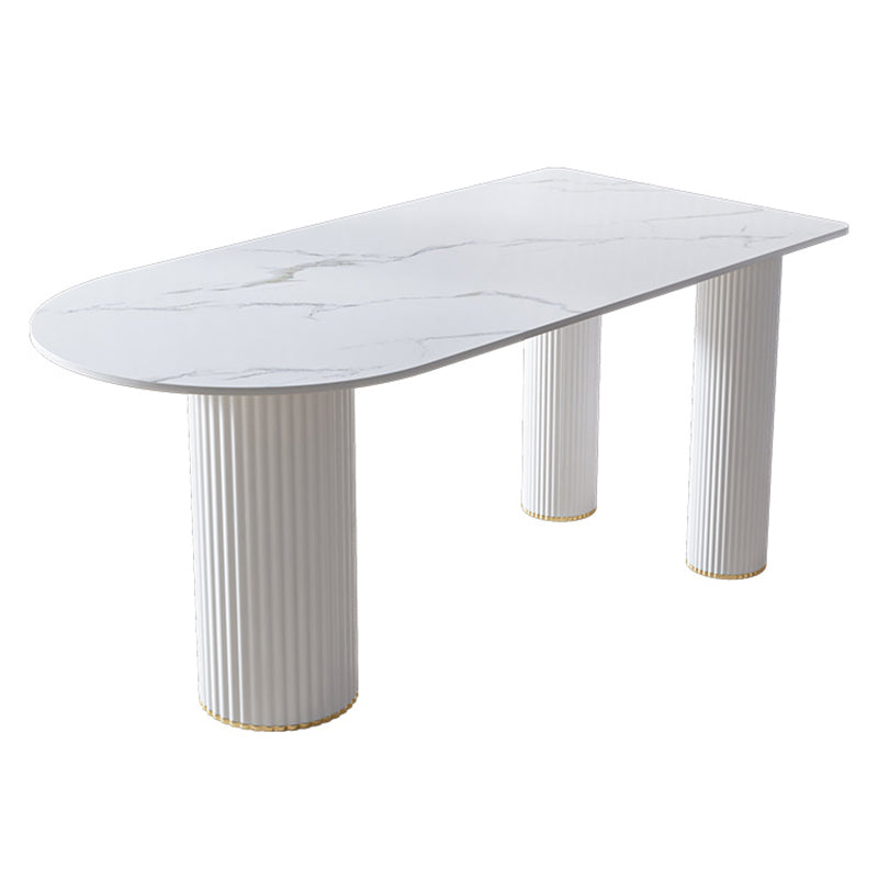 Metal Contemporary Free Form Dining Table Marble Top Table for Kitchen and Dining Room