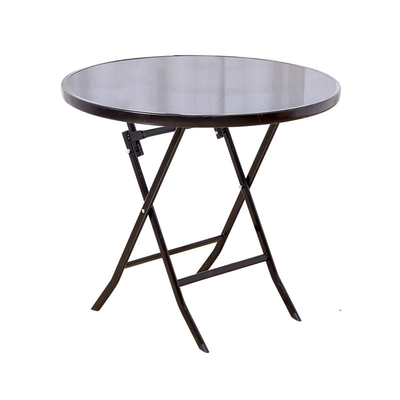 Modern Style Glass Dining Room Dinner Kitchen Table Round Table with Black Frame