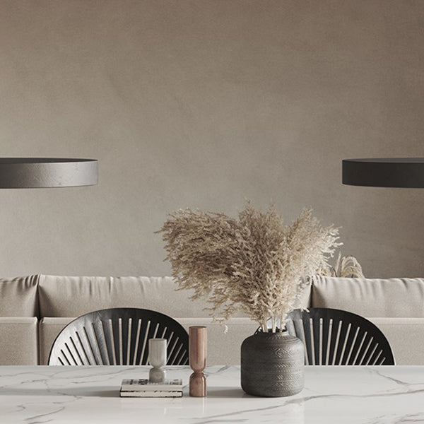 Oval Sintered Stone Dining Table Modern Table in White with Black Metal Double Pedestal