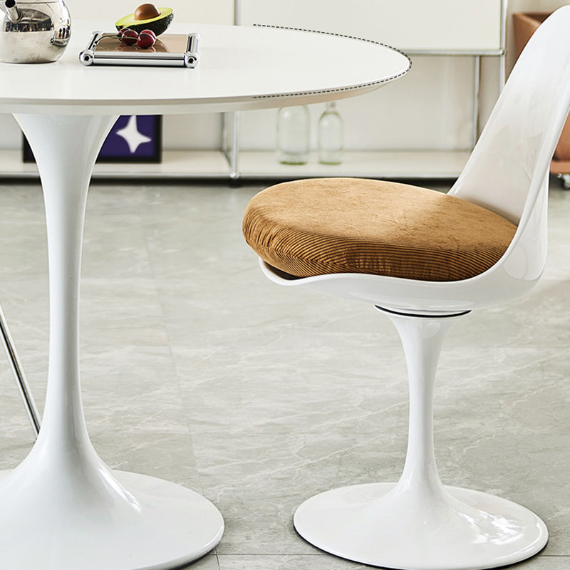 Round Tulip Base Modern Dining Table White Fixed Table with Sintered Stone