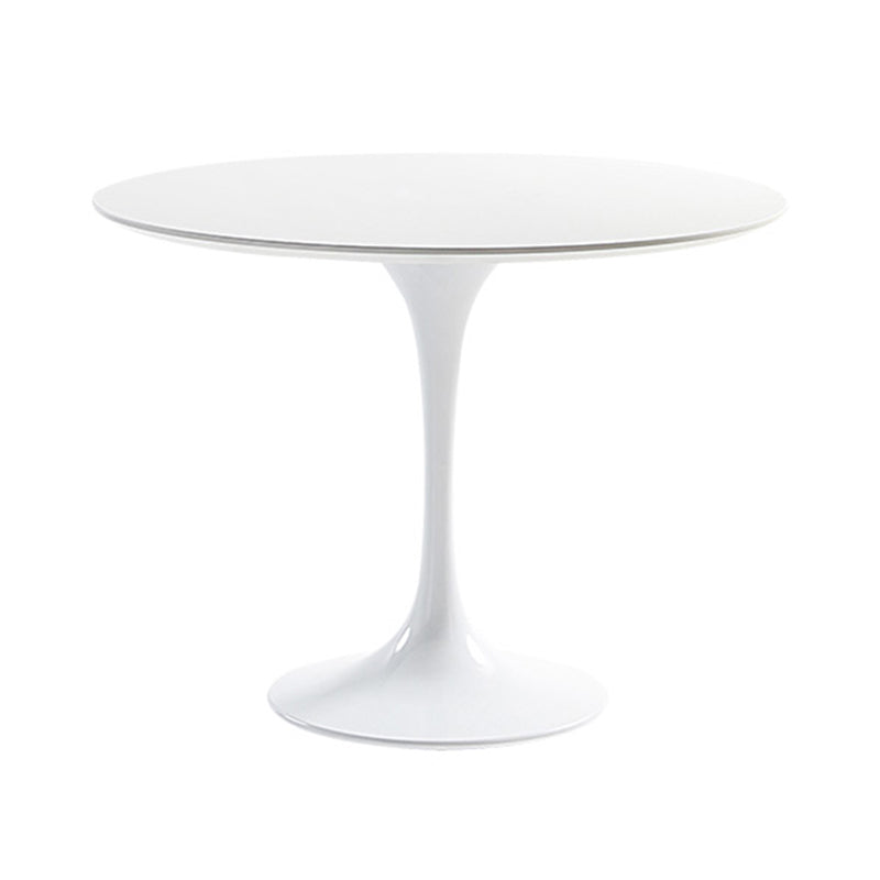 Round Tulip Base Modern Dining Table White Fixed Table with Sintered Stone