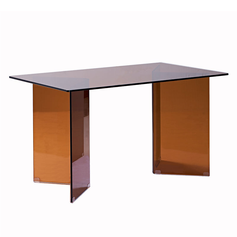 Rectangle Double Pedestal Home Furniture Clear Glass Dining Room Collection