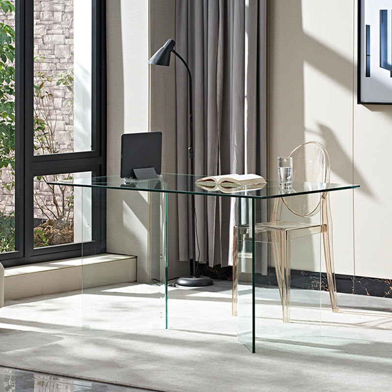 Rectangle Double Pedestal Home Furniture Clear Glass Dining Room Collection