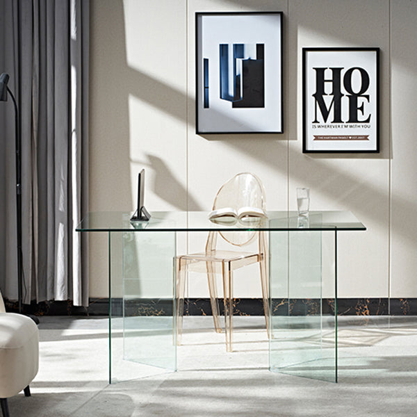 Rectangle Double Pedestal Home Furniture Clear Glass Dining Room Collection