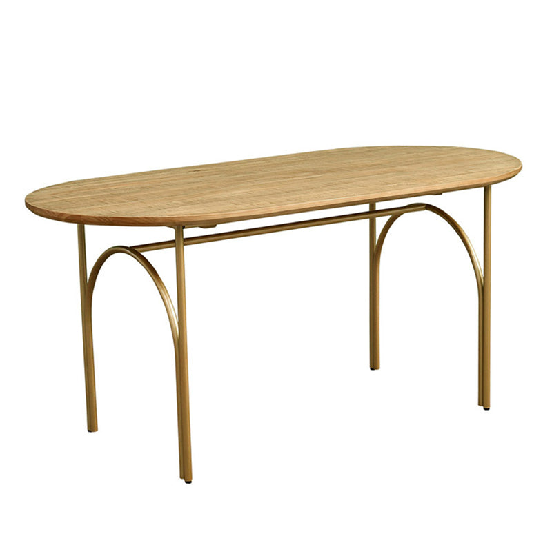 Zeitgenössischer Massivholz Khaki Esstisch Oval Form Standard Esstisch für Küche