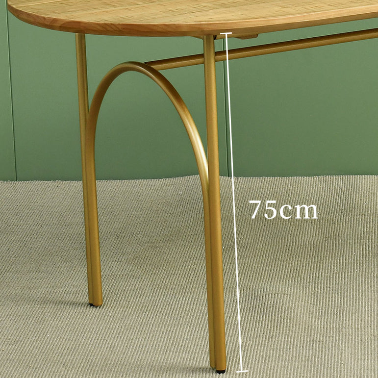 Zeitgenössischer Massivholz Khaki Esstisch Oval Form Standard Esstisch für Küche