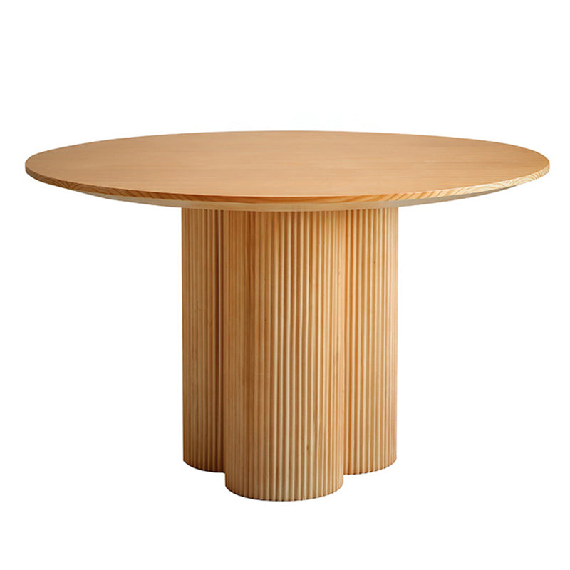 Eigentijdse ronde eettafel dennen vaste houten tafel met voetstukbasis voor thuiskeukendiner