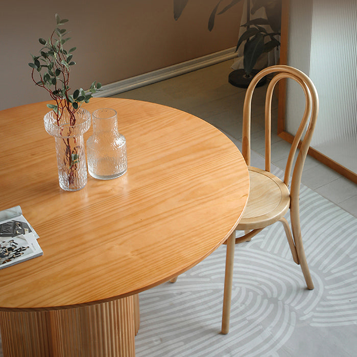 Eigentijdse ronde eettafel dennen vaste houten tafel met voetstukbasis voor thuiskeukendiner