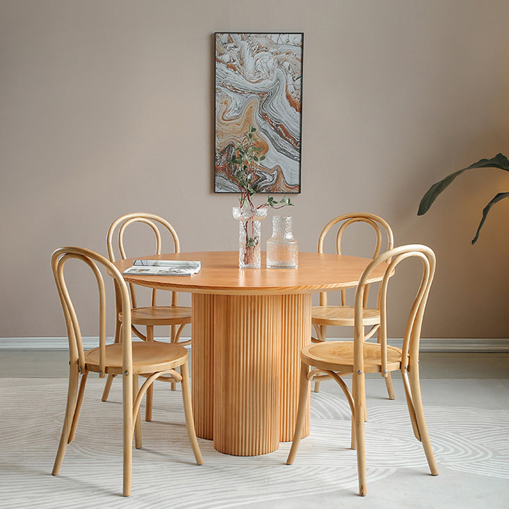 Eigentijdse ronde eettafel dennen vaste houten tafel met voetstukbasis voor thuiskeukendiner