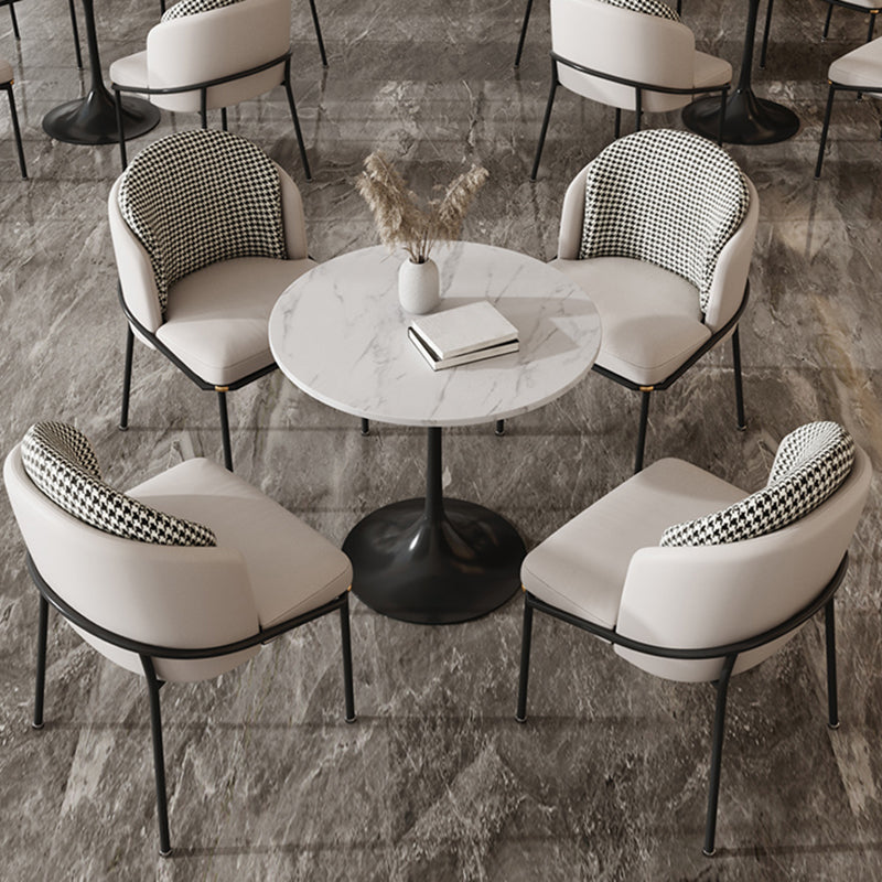 Round Shape Minimalist Dining Table White Fixed Table of Sintered Stone
