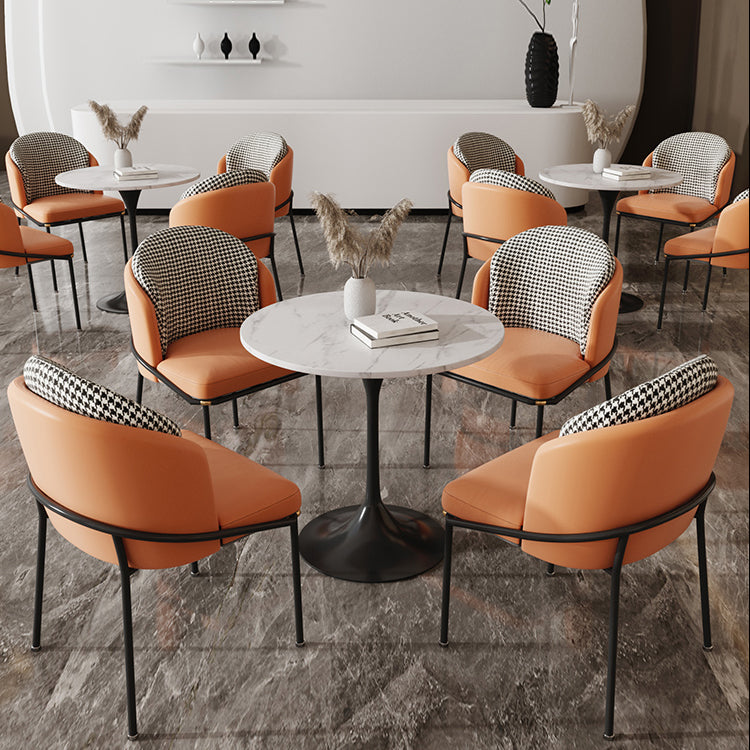 Round Shape Minimalist Dining Table White Fixed Table of Sintered Stone