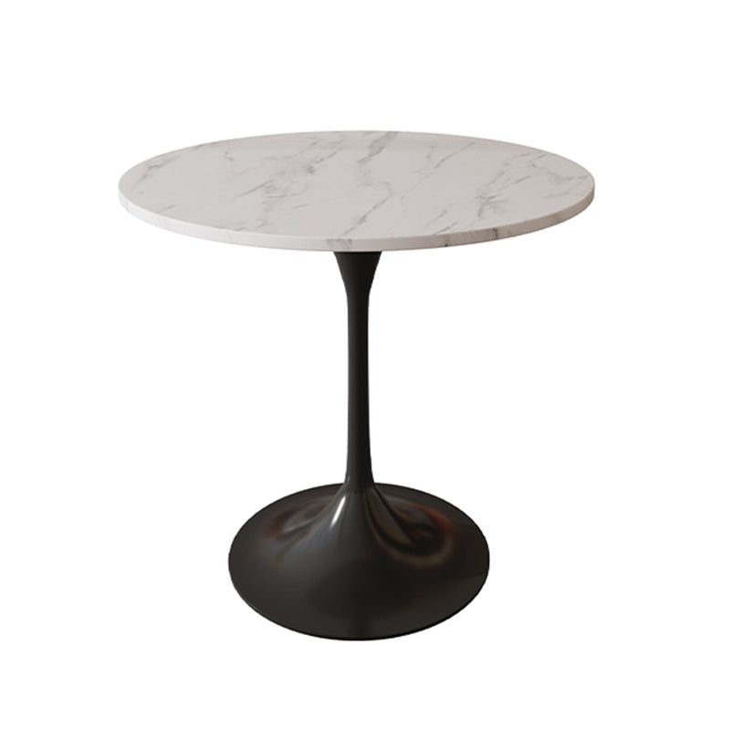 Round Shape Minimalist Dining Table White Fixed Table of Sintered Stone