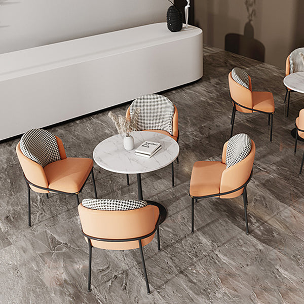 Round Shape Minimalist Dining Table White Fixed Table of Sintered Stone