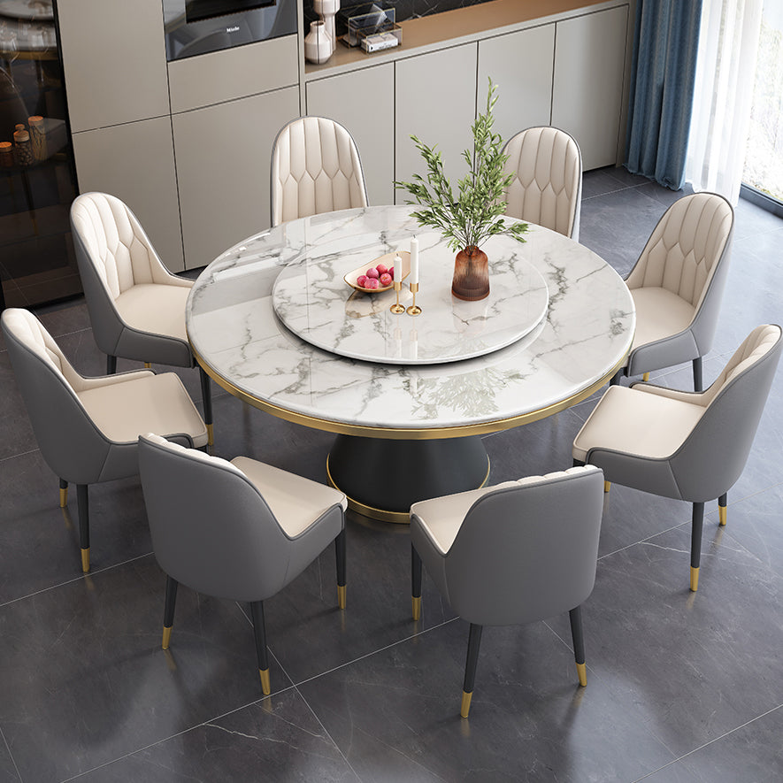 Round Modern Style Sintered Stone Dining Table Furniture with Metallic Base